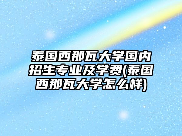 泰國西那瓦大學(xué)國內(nèi)招生專業(yè)及學(xué)費(泰國西那瓦大學(xué)怎么樣)