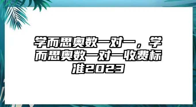 學而思奧數(shù)一對一，學而思奧數(shù)一對一收費標準2023