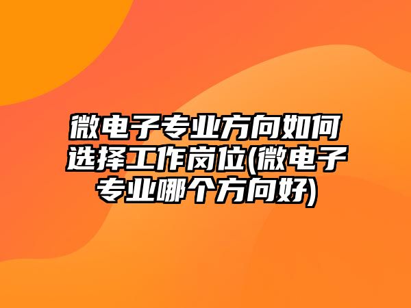 微電子專業(yè)方向如何選擇工作崗位(微電子專業(yè)哪個方向好)