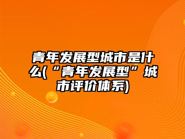 青年發(fā)展型城市是什么(“青年發(fā)展型”城市評價體系)