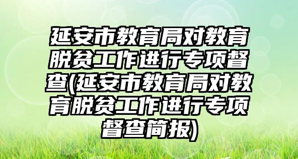 延安市教育局對教育脫貧工作進行專項督查(延安市教育局對教育脫貧工作進行專項督查簡報)