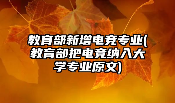 教育部新增電競(jìng)專業(yè)(教育部把電競(jìng)納入大學(xué)專業(yè)原文)