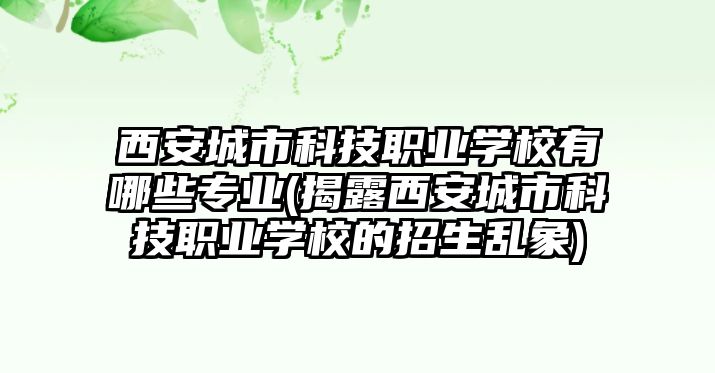 西安城市科技職業(yè)學校有哪些專業(yè)(揭露西安城市科技職業(yè)學校的招生亂象)