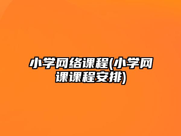 小學網(wǎng)絡課程(小學網(wǎng)課課程安排)