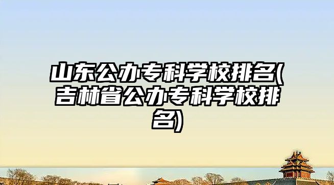 山東公辦專科學校排名(吉林省公辦?？茖W校排名)