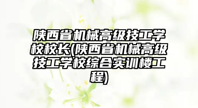 陜西省機(jī)械高級(jí)技工學(xué)校校長(zhǎng)(陜西省機(jī)械高級(jí)技工學(xué)校綜合實(shí)訓(xùn)樓工程)