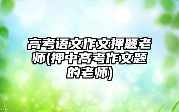 高考語文作文押題老師(押中高考作文題的老師)