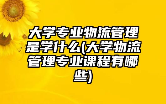 大學(xué)專業(yè)物流管理是學(xué)什么(大學(xué)物流管理專業(yè)課程有哪些)