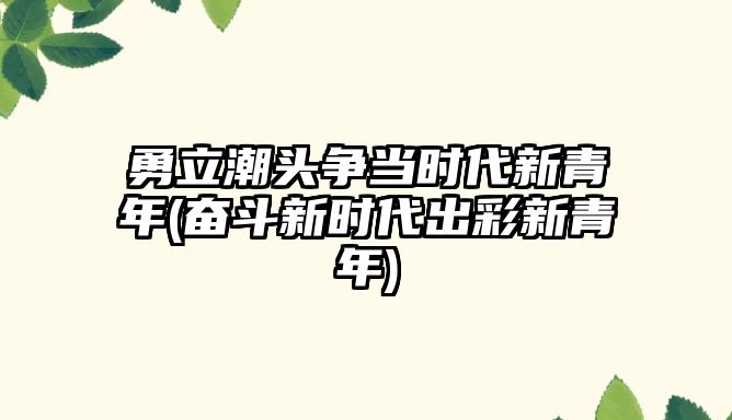 勇立潮頭爭當(dāng)時代新青年(奮斗新時代出彩新青年)