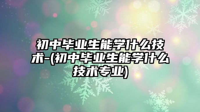 初中畢業(yè)生能學什么技術(shù)-(初中畢業(yè)生能學什么技術(shù)專業(yè))