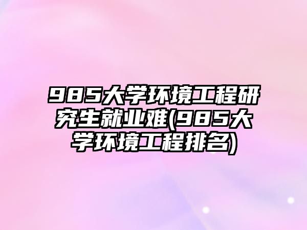 985大學環(huán)境工程研究生就業(yè)難(985大學環(huán)境工程排名)