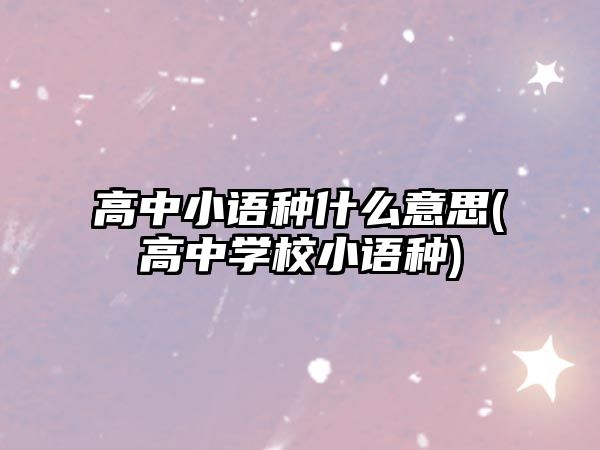 高中小語種什么意思(高中學(xué)校小語種)