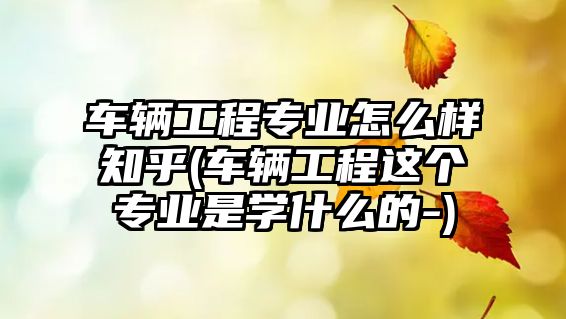 車輛工程專業(yè)怎么樣知乎(車輛工程這個(gè)專業(yè)是學(xué)什么的-)