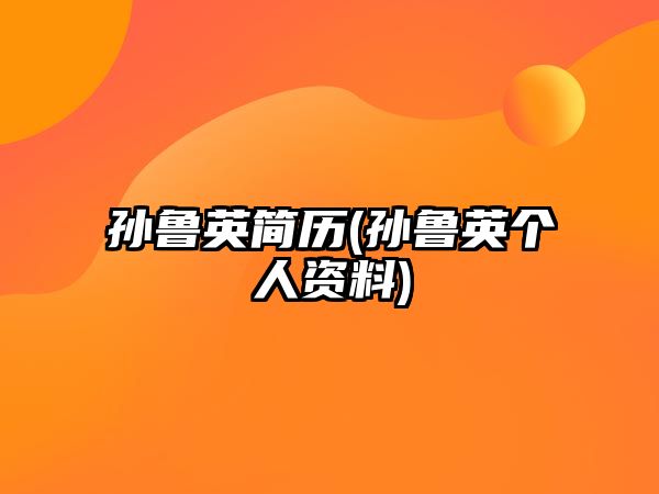 孫魯英簡歷(孫魯英個人資料)