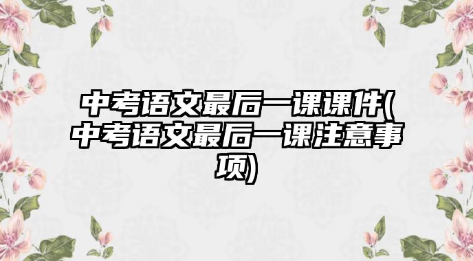 中考語文最后一課課件(中考語文最后一課注意事項)