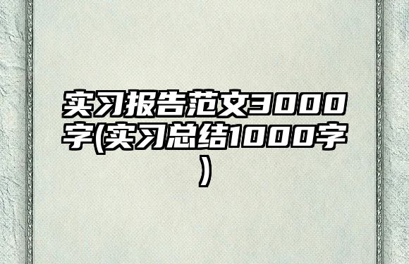 實習(xí)報告范文3000字(實習(xí)總結(jié)1000字)