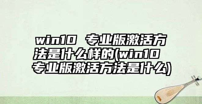 win10 專業(yè)版激活方法是什么樣的(win10 專業(yè)版激活方法是什么)