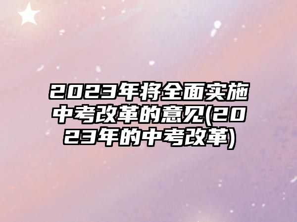 2023年將全面實施中考改革的意見(2023年的中考改革)