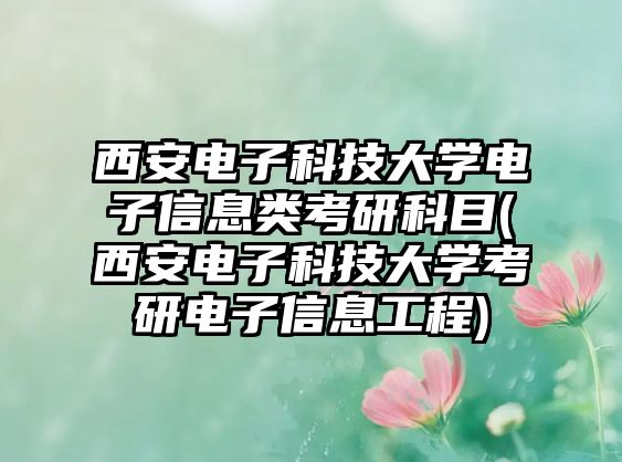 西安電子科技大學(xué)電子信息類考研科目(西安電子科技大學(xué)考研電子信息工程)