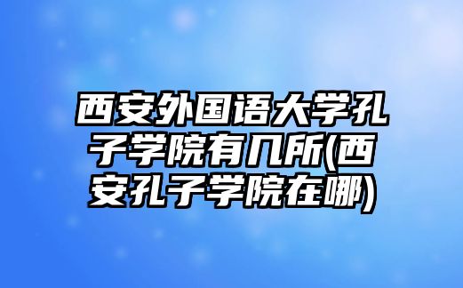 西安外國語大學(xué)孔子學(xué)院有幾所(西安孔子學(xué)院在哪)