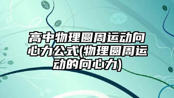 高中物理圓周運動向心力公式(物理圓周運動的向心力)