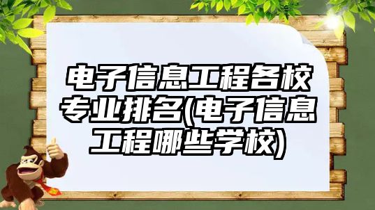 電子信息工程各校專業(yè)排名(電子信息工程哪些學(xué)校)