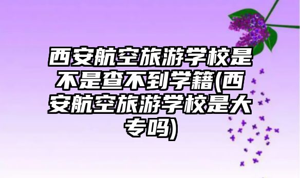 西安航空旅游學(xué)校是不是查不到學(xué)籍(西安航空旅游學(xué)校是大專嗎)