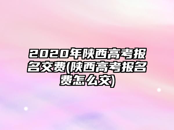 2020年陜西高考報(bào)名交費(fèi)(陜西高考報(bào)名費(fèi)怎么交)