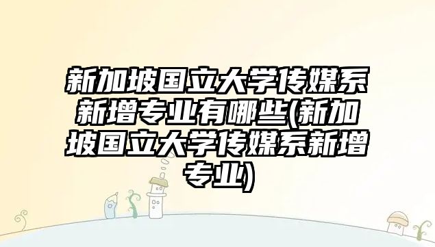 新加坡國立大學(xué)傳媒系新增專業(yè)有哪些(新加坡國立大學(xué)傳媒系新增專業(yè))