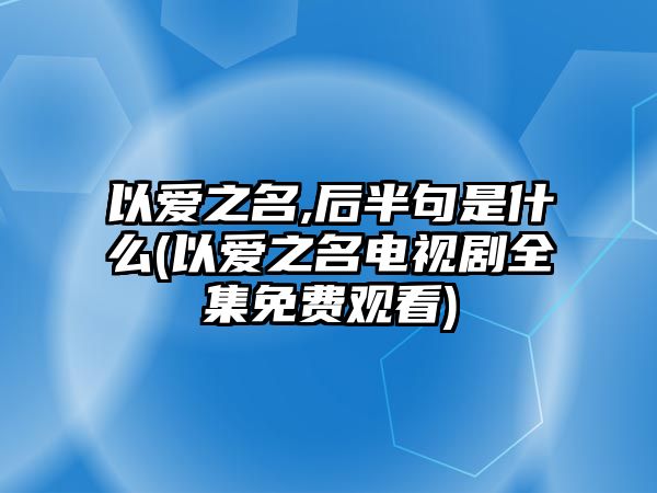 以愛(ài)之名,后半句是什么(以愛(ài)之名電視劇全集免費(fèi)觀看)