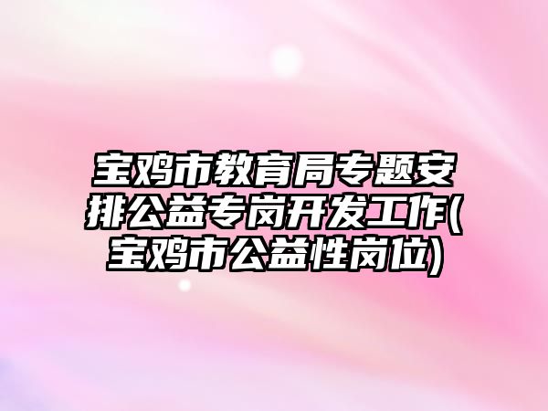 寶雞市教育局專題安排公益專崗開(kāi)發(fā)工作(寶雞市公益性崗位)