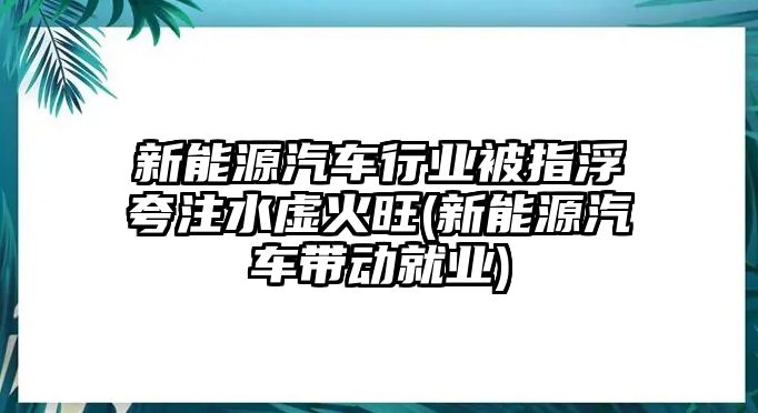 新能源汽車行業(yè)被指浮夸注水虛火旺(新能源汽車帶動(dòng)就業(yè))