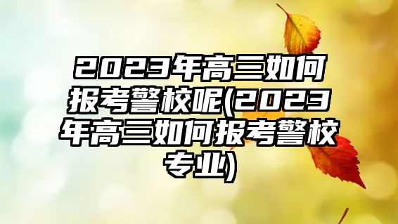 2023年高三如何報考警校呢(2023年高三如何報考警校專業(yè))