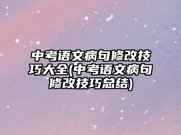 中考語文病句修改技巧大全(中考語文病句修改技巧總結)