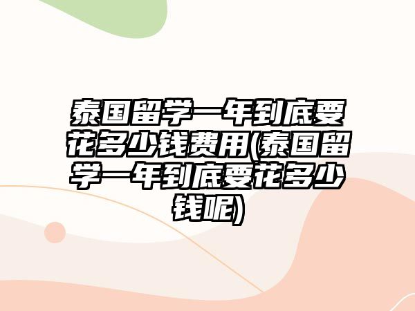 泰國留學(xué)一年到底要花多少錢費用(泰國留學(xué)一年到底要花多少錢呢)