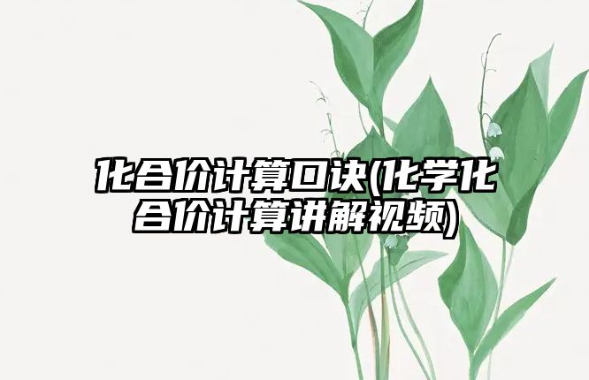 化合價計算口訣(化學(xué)化合價計算講解視頻)