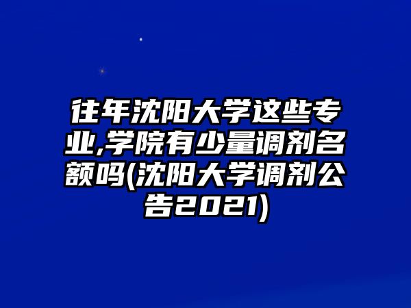 往年沈陽大學(xué)這些專業(yè),學(xué)院有少量調(diào)劑名額嗎(沈陽大學(xué)調(diào)劑公告2021)