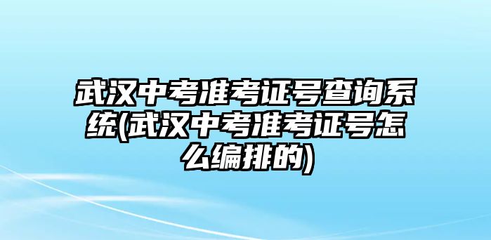 武漢中考準(zhǔn)考證號(hào)查詢系統(tǒng)(武漢中考準(zhǔn)考證號(hào)怎么編排的)