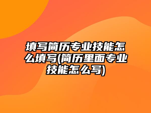 填寫簡歷專業(yè)技能怎么填寫(簡歷里面專業(yè)技能怎么寫)