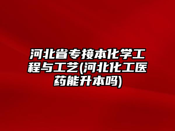 河北省專接本化學(xué)工程與工藝(河北化工醫(yī)藥能升本嗎)