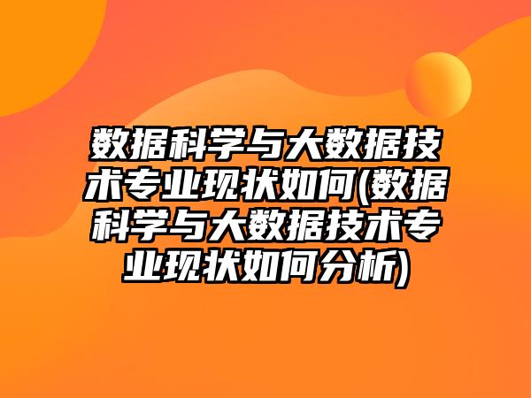 數(shù)據(jù)科學(xué)與大數(shù)據(jù)技術(shù)專業(yè)現(xiàn)狀如何(數(shù)據(jù)科學(xué)與大數(shù)據(jù)技術(shù)專業(yè)現(xiàn)狀如何分析)