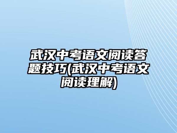 武漢中考語文閱讀答題技巧(武漢中考語文閱讀理解)