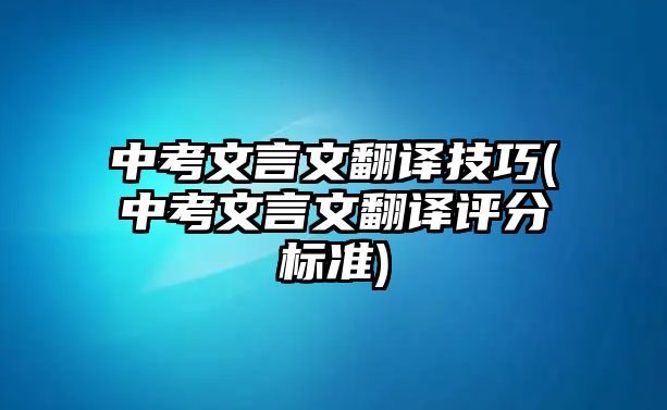 中考文言文翻譯技巧(中考文言文翻譯評分標(biāo)準(zhǔn))