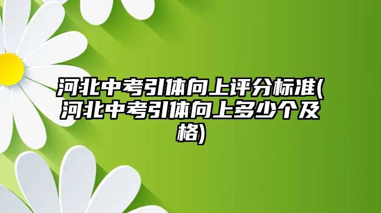 河北中考引體向上評分標準(河北中考引體向上多少個及格)