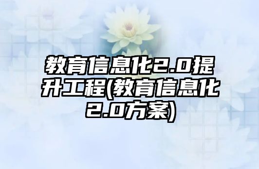 教育信息化2.0提升工程(教育信息化2.0方案)