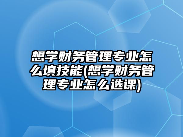 想學(xué)財(cái)務(wù)管理專業(yè)怎么填技能(想學(xué)財(cái)務(wù)管理專業(yè)怎么選課)