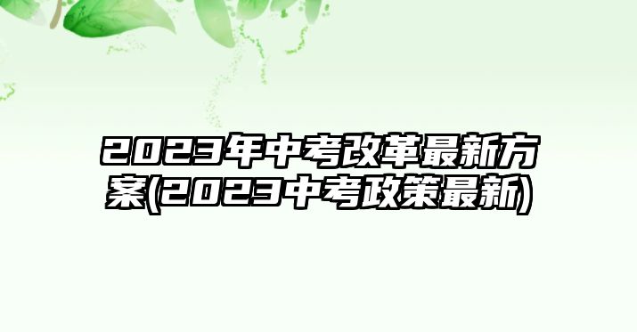 2023年中考改革最新方案(2023中考政策最新)