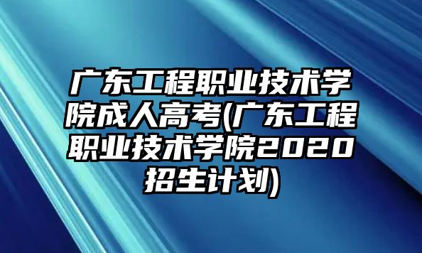 廣東工程職業(yè)技術(shù)學(xué)院成人高考(廣東工程職業(yè)技術(shù)學(xué)院2020招生計(jì)劃)