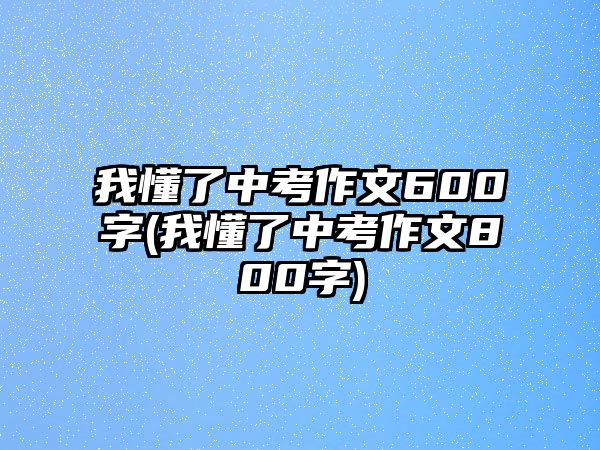 我懂了中考作文600字(我懂了中考作文800字)