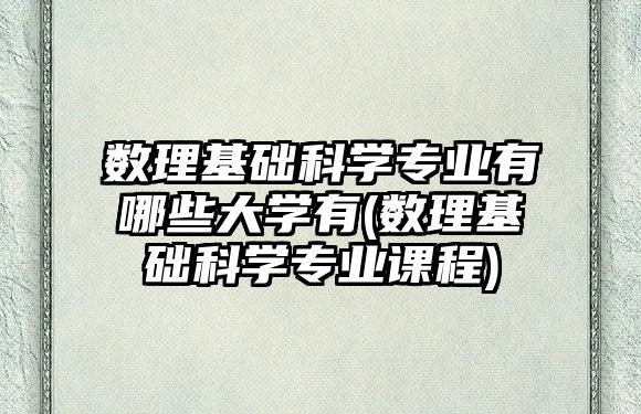 數(shù)理基礎(chǔ)科學(xué)專業(yè)有哪些大學(xué)有(數(shù)理基礎(chǔ)科學(xué)專業(yè)課程)